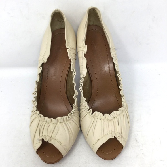 BCBGMaxAzria Cream Peep Toe Heels - Picture 4 of 8